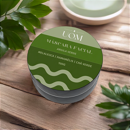 Máscara Facial de Argila Verde com Melaleuca, Hamamélis e Chá Verde