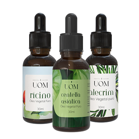Kit Centella Asiática, Rícino e Alecrim - Cabelo de Bilionária