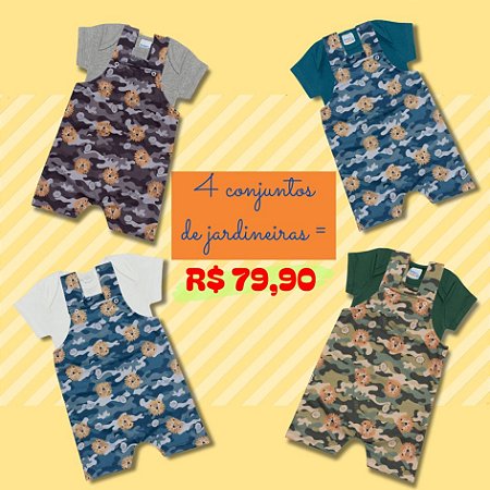 Kit 4 Conjuntos Jardineiras