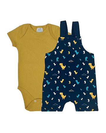 Conjunto Jardineira Dino Game
