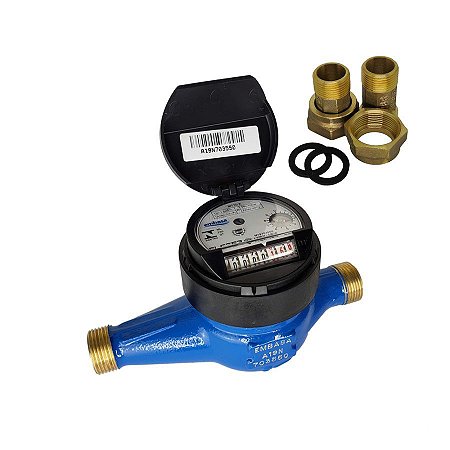 Hidrômetro Multijato de 1/2" 3m³/h Embasa + Conexões Latão