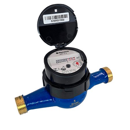 Hidrômetro Multijato de 3/4" x 190mm Vazão Nominal de 2,5m³/h Vazão Máxima de 5,0m³/h Classe B Relojoaria 45º