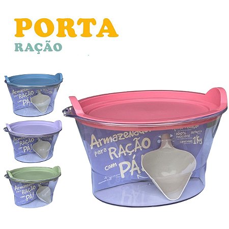 Armazenador de Ração com Pá Capacidade 1KG - Família de Estimação