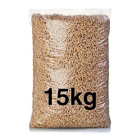 Granulado de Madeira Pellet 15kg para Aves, Gatos, Répteis e Roedores