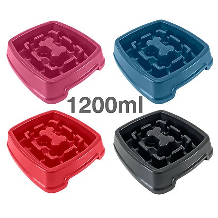 Comedouro Lento Educativo Interativo 1200ml Cães e Gatos