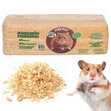 Serragem Maravalha Prensada Fina Peneirada 800g - Para Hamsters, Chinchila, Coelho, Ferrets, Porquinho-da-Índia etc