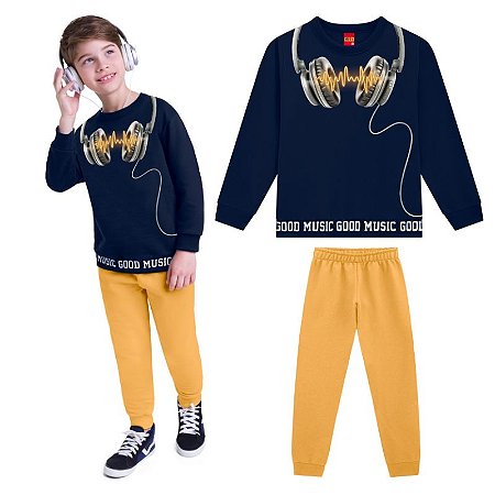 Conjunto Infantil Moletom Pelúciado Masculino Kyly