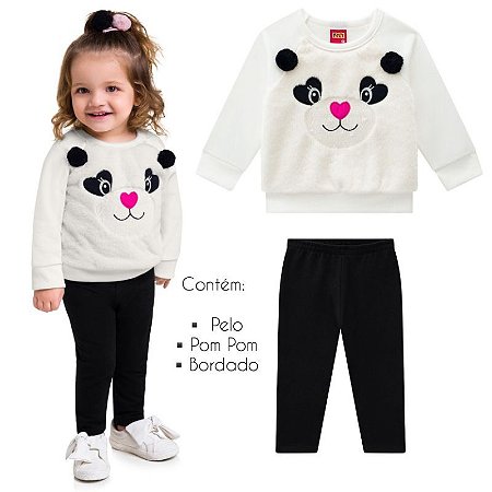 Conjunto Infantil Casaco Moletom Pelúciado + Legging Molecotton Kyly