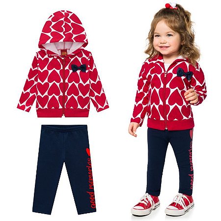 Conjunto Infantil Feminino Casaco Moletom + Legging Kyly