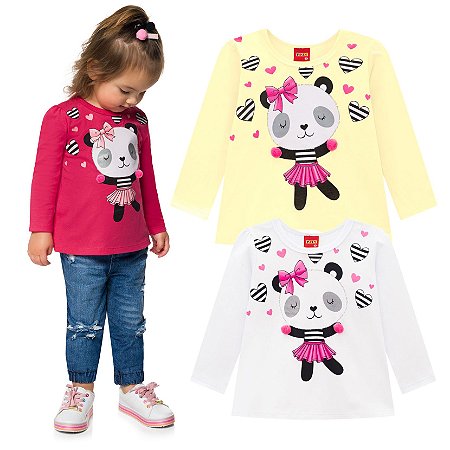 Camiseta Manga Longa Infantil Meia Malha KYLY