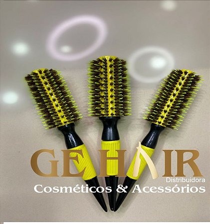 KIT 3 ESCOVAS CERAMICA CERDAS MISTAS AMARELA