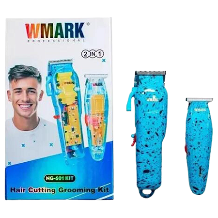 Kit Wmark 2 Maquinas Corte/acabamento/shaver Ng 601 Cor Azul