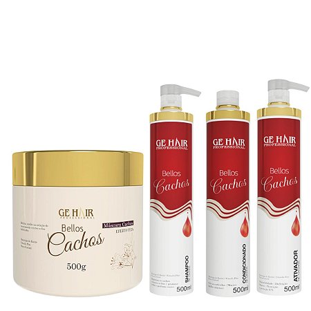 KIT BELLOS CACHOS 2 1 Shampoo Condicionador + 1 Ativador + 1 Mascara de  hidratação 500g