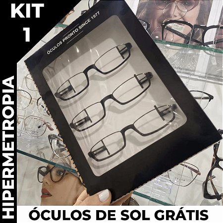 KIT 1 - c/ 3 Óculos de Leitura c/ Grau até +5,00 - HIPERMETROPIA - Compre  2, e ganhe um óculos de sol - ÓCULOS PRONTO