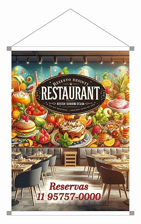 Banner - Lona 340gr - Tam. 60x90cm c/ Bastão e Cordão - 1 unid.