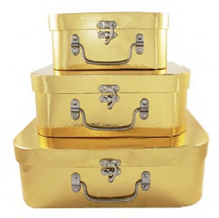 KIT MALETAS 3 PEÇAS - DOURADO