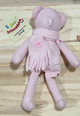 URSINHO XADREZ ROSA - 20cm