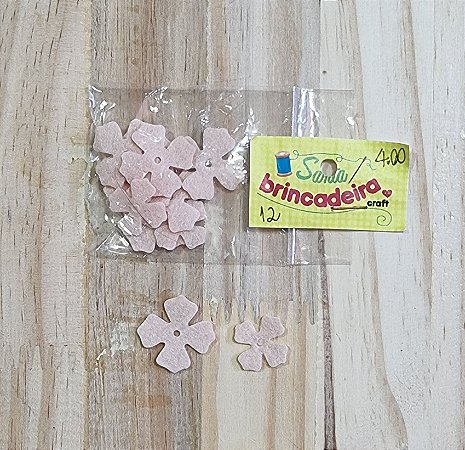 FLORZINHA DE FELTRO SALMÃO  - 12 unidades