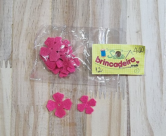 FLORZINHA DE FELTRO ROSA NEON - 12 unidades