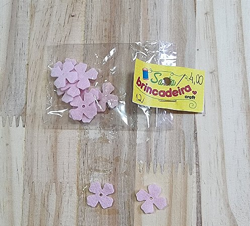 FLORZINHA DE FELTRO ROSA BEBÊ - 12 unidades