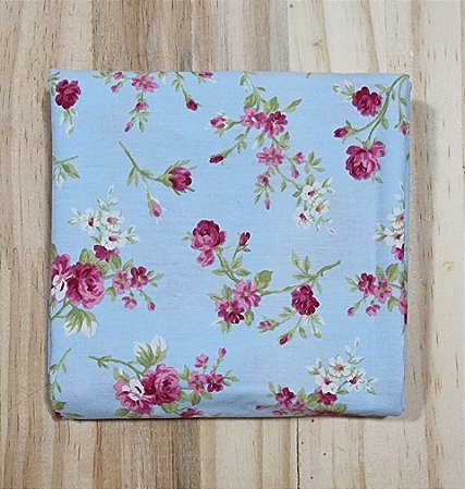 TECIDO AZUL FLORAL MÉDIO PINK