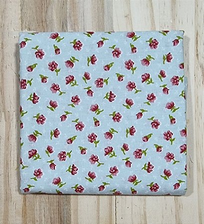 TECIDO AZUL MINI FLORES