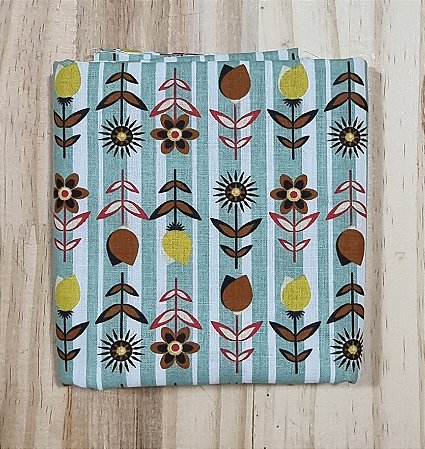 TECIDO  FLORAL TIFANY/AMARELO/MARRON