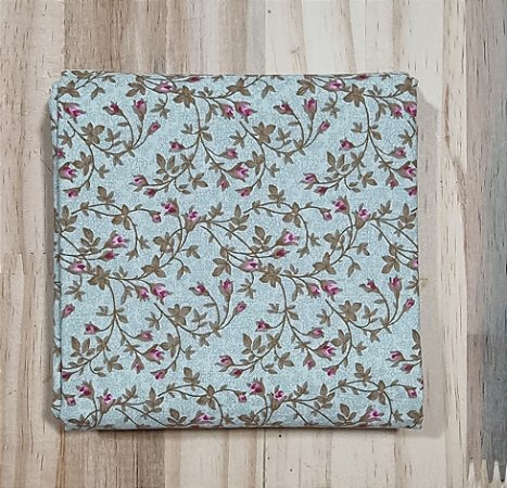 TECIDO VERDE MINI FLORAL