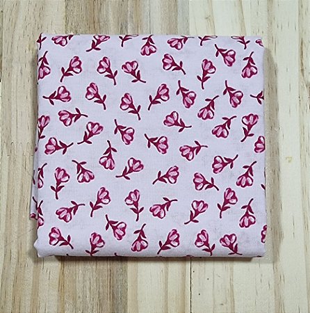 TECIDO FLORAL ROSA MULTI FLORES
