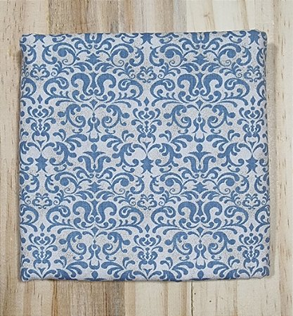 TECIDO ARABESCOS AZUL/BEGE