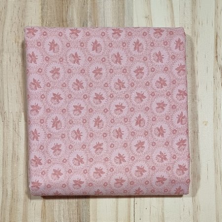 TECIDO ESTAMPA ALGODÃO  ROSA CHÁ