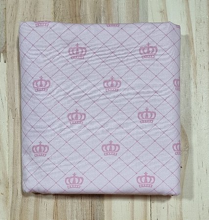 TECIDO ESTAMPA COROA ROSA