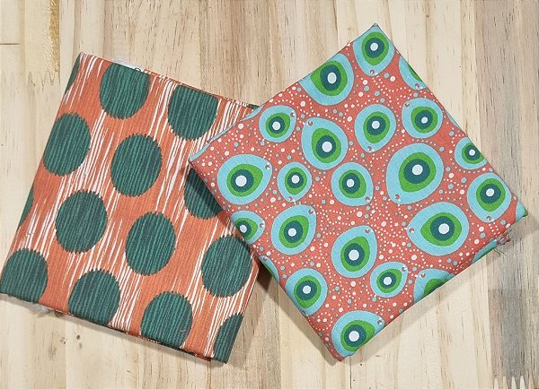 KIT TECIDO LARANJA/VERDE