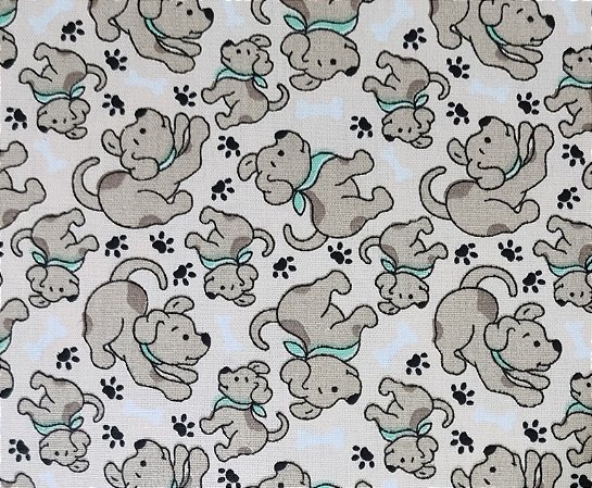 TECIDO TRICOLINE CACHORRO FUNDO SALMÃO - 50CM