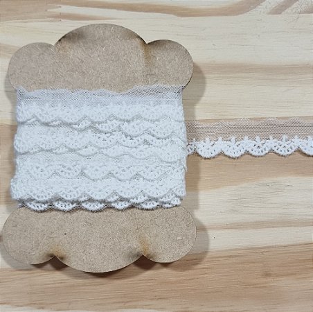 RENDA DE TULE BORDADO MINI FLOR - 3 metros