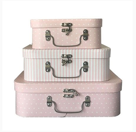 KIT MALETA POÁ 3 PEÇAS - POÁ COM LISTRA ROSA