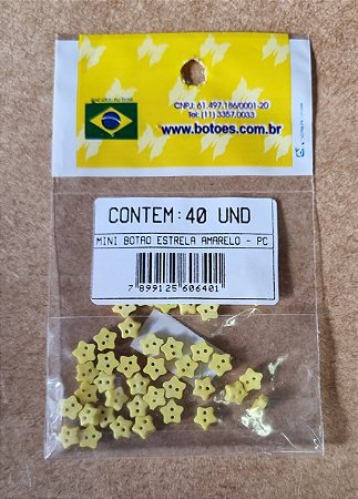 MINI BOTÃO ESTRELA AMARELO -  40 UNIDADES