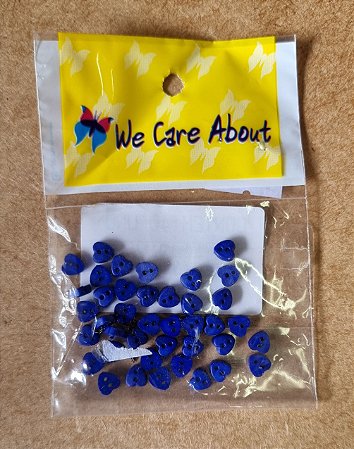 MINI BOTÃO  CORAÇÃO  AZUL JEANS - 40 UNIDADES