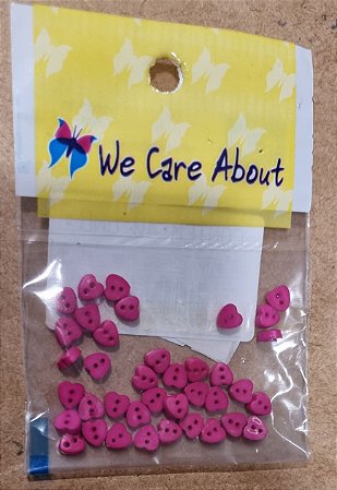 MINI BOTÃO  CORAÇÃO  PINK  - 40 UNIDADES