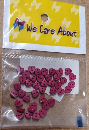 MINI BOTÃO  CORAÇÃO  VWRMELHO - 40 UNIDADES