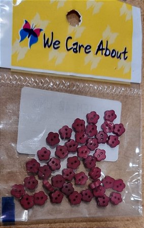 MINI BOTÃO  FLOR  VERMELHO QUEIMADO - 40 UNIDADES