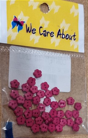 MINI BOTÃO  FLOR  VERMELHO  - 40 UNIDADES