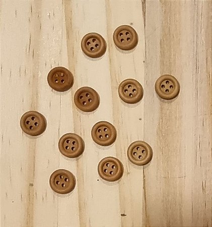 BOTÃO  MADEIRA 4 FUROS  1,2cm - 12 unidades