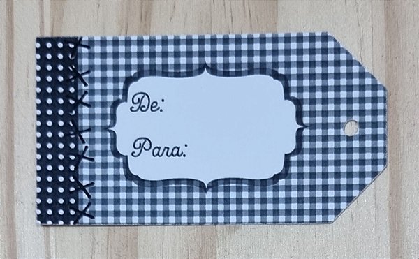 TAG XADREZ/POÁ PRETO E BRANCO DE PAPEL COUCHE - 10 UNIDADES