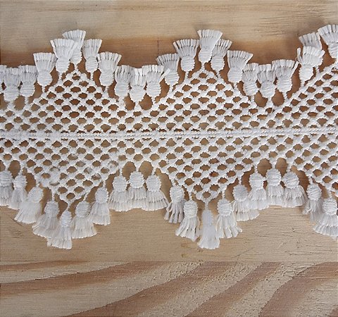 RENDA MINI TASSEL 2 BORDAS -COR BRANCO
