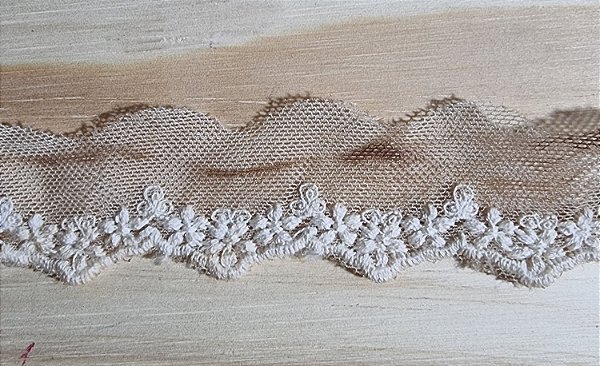 RENDA  DE TULE  BORDADA CATARINA - TINGIDA