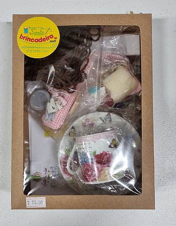 KIT MATERIAL - PENDURADOR DE TESOURA E ALFINETEIRO XÍCARA - ROSA