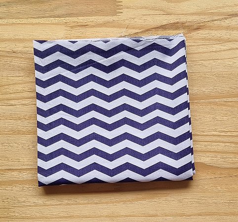 TECIDO CHEVRON BRANCO/AZUL MARINHO - PROMOÇÃO
