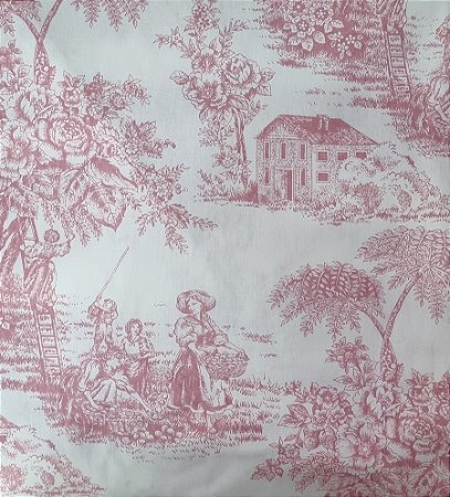 TECIDO TRICOLINE TOULE DE JOUY -  ROSÊ