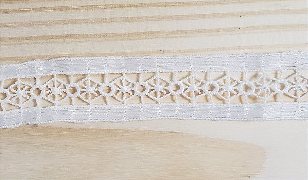 RENDA DE ALGODÃO ENTREMEIO MIMI -COR CRU - PEÇA FECHADA